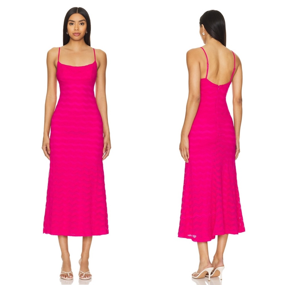 NWT Bardot Adoni Mesh Midi Dress in Magenta sz 8